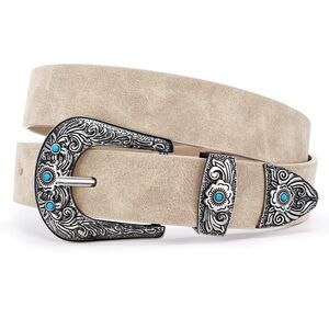 4615 Western Belt For Women, Cowgirl Cowboy Suede Leather Belt For Jeans